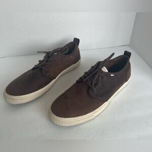Toms Men's Suede/Canvas Oxford Loafer Brown Payton Bark Sneaker Shoes Size 11.5
